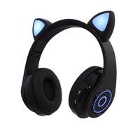 Hoement Casque Pliable Oreilles de Chat Lumineux Casque stéréo sans Fil avec Design Cartoon Adorable pour Adultes et Jeux