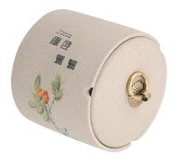 Hoement Cendrier Élégant et Solide Beige avec Couvercle en Céramique Design Créatif de Kaki pour Usage Intérieur et Extérieur