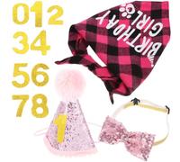 Hoement Chapeau d'anniversaire pour Chat en Polyester Confortable Bandana et Nœud Papillon Ajustable, Accessoire Élégant pour Fête d'anniversaire de Chat et Chien