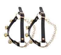 Hoement Collier à Clochette en Pu et Cuivre Noir, Décoration de Bottes de Père Noël pour Fêtes de Noël et Célébrations Familiales, Lot de 2 Pièces Fiable et Polyvalent