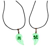 Hoement Collier Pendentif Couple en Résine Trèfle Lumineux et Fleurs Séchées, Style Élégant Unique, pour Femmes Lors Remise de Diplômes