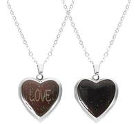 Hoement Collier Pendentif Cœur Changeant de Couleur Détection de Température en Acier Inoxydable, 2 Pièces, Bijou Élégant pour Femmes et Filles, Présent Couleur Aléatoire Plusieurs styles