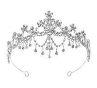 Hoement Couronne de Mariage Argentée en Alliage Cristaux, Diadème de Mariée Élégant pour Robe de Mariée, Accessoire pour Cérémonie Royale