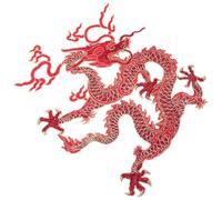 Hoement Écusson Brodé Dragon Style Chinois, Grand Format, Patch Thermocollant Coudre, Décoration Textile Rouge pour Vêtements et Accessoires de Couture Diy, Patchs Réparateurs