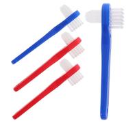 Hoement Ensemble de 4 Brosses à Dents Portables pour Prothèses Dentaires Mini Brosses à Dents Doubles Faces à Poils Souples Coloris Bleu et Rouge Voyage et Usage Quotidien