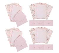 Hoement Ensemble de 4 Sets de Papier à Lettre A5 Enveloppes Rose, Motifs Créatifs de Fleurs et Animaux, Papier Messages Uniques et Occasions Spéciales