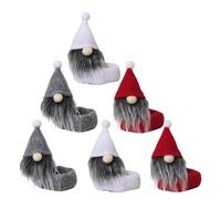 Hoement Ensemble de 6 Housses de Bouteilles de Vin Décoratives GNOME de Noël pour Fêtes D’Hiver Décoration de Table Festive Accessoires pour Verres et Bouteilles Tissu Léger et