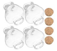 Hoement Flacons de Potion avec Bouchon de Liège en Verre de Cœur Lot de 4 Souvenir Romantique pour Voyage de Noces et Décoration Délicate