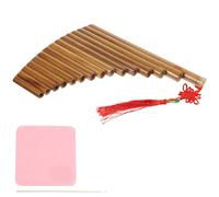 Hoement Flûte de Pan en Bambou 15 Tubes G Tonalité Marron Bâtonnet et Chiffon de Nettoyage pour Débutants et Musique Scolaire, Instrument à Vent Portable Couleur Aléatoire Style Aléatoire