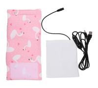 Hoement Housse Isotherme pour Chauffe-Biberon USB Minuterie Paquet Chauffant Portable Rose Clair Motif Oiseau Blanc Compatible Biberons 55-7 CM Maintien Thermique pour Usage en