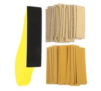 Hoement Kit de Micro-Ponçage Blocs pour Bois, Support Manuel et 50 Feuilles Abrasives Jaunes pour Polissage et Ponçage Détaillé