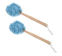 Hoement Loofah à Manche Long en Nylon et Bois, 2 Pièces, Force de Nettoyage Améliorée, Utilisation Polyvalente pour Routines de Bain Debout et Espaces Locatifs