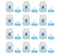 Hoement Lot de 12 Boîtes à Bonbons en Plastique de Biberon Bleu Décor Petit Ours Strass, Coffrets Présents Pratiques pour Fête, Emballage Gourmand et Porte-chocolats