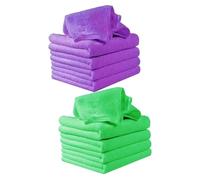 Hoement Lot de 16 Serviettes Carrées en Microfibre Super Absorbantes 25x25 Cm, Couleurs Vert et Violet, Serviette D'allaitement Bébé Multifonction, Douce et Compacte pour Voyage et Bain