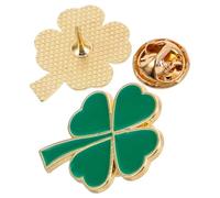 Hoement Lot de 2 Broches Trèfle à Quatre Feuilles Vertes, Broches Vintage en Métal, Épingle Antidérapante pour Vêtements, Accessoires Chance pour Fêtes, Mariages et Anniversaires Femme