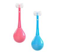 Hoement Lot de 2 Brosses à Dents Manuelles pour Garçon et Filles, Poils Souples, Brosse à Dents Trois Faces, Design Cartoon Rose et Bleu, Outil de Nettoyage Dentaire Adapté aux Petites