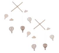 Hoement Lot de 2 Carillons Éoliens en Bois Naturel, Pendentifs Montgolfière Décoratifs pour Chambre D'garçon et Filles, Accessoires Photo Sécurisés pour Bébé, Décoration Suspendue
