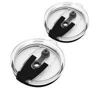 Hoement Lot de 2 Couvercles de Tasses Isothermes Noirs 590 ML et 890 ML Étanches Transparents Compatibles Gobelets à Paille Réutilisables et Résistants à la Chaleur pour Maison et