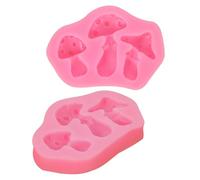 Hoement Lot de 2 Moules en Silicone de Champignon pour Fondant et Chocolat Moules pour Desserts Faits Maison Réutilisables Couleur Rose Taille Mini pour Décoration de Cupcakes et