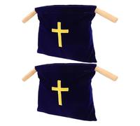 Hoement Lot de 2 Pochettes à Offrandes en Velours Bleu avec Broderie Croix, Grand Format, pour Collecte D’église, Communion, Baptême et Célébrations Religieuses