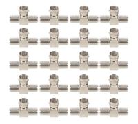 Hoement Lot de 20 Adaptateurs de Connecteur F Mâle vers 2 Femelles en Métal Répartiteur de Signal Coaxial TV Convertisseur en T Compatible Antenne TV Connexion Câble Coaxial pour Usage