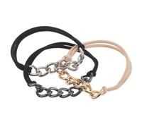 Hoement Lot de 3 Bracelets Élastiques à Cheveux en Métal Noir, Résilients et Fiables, Accessoires Élégants pour Cheveux et Poignets, Travail ou Toute Tenue