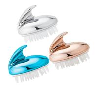 Hoement Lot de 3 Brosses de Massage du Cuir Chevelu en Silicone, 3 Couleurs, Brosse à Shampoing Massante Anti-pellicules, Doux et Ergonomique, Nettoyage Quotidien