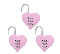 Hoement Lot de 3 Cadenas à Combinaison en Alliage de Zinc Rose, Mini Cadenas en Forme de Cœur, Résistance Forte Sabotage, à Dos et Carnet à L'école à Domicile