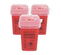 Hoement Lot de 3 Conteneurs à Objets Tranchants Rouge avec Couvercle à Charnière, Petit Récipient Portable pour Élimination Sécurisée des Aiguilles et Déchets Couleur Aléatoire