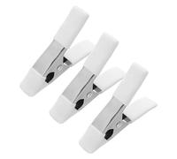 Hoement Lot de 3 Pinces à Ressort Robustes 10 Cm en Métal Nickelé avec Manchon Pvc Blanc, Maintien Ferme pour Travail du Bois, Bricolage et Fixation de Fonds, Clips Mini Pinces Murales