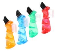 Hoement Lot de 4 Brosses Prothèses Dentaires Double Tête, Mini Taille, Nettoyage Précis, Multifonctionnel pour Soins Bucco-dentaires à Domicile, Couleurs Assorties Bleu Rouge Orange Vert,