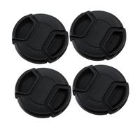 Hoement Lot de 4 Cache-objectifs Noirs en Plastique Joint Étanche, Protection Légère pour Lentilles D'appareil Photo à Pincement Central, Accessoires Essentiels pour Photographes