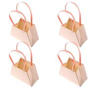 Hoement Lot De 4 Paquet Présents Pour Bouquet à Poignée Paquet En Papier Rose Trapézoïdal Emballage Décoratif Pour Fleurs Usage Cérémonial Et Fête Transport Pratique Pour Bouquets Présents à
