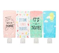 Hoement Lot de 4 Pochettes de Voyage Rechargeables 100ml avec Couvercles, Paquet à Émulsion Portable en Pet pour Rangement Hygiène et Cosmétiques