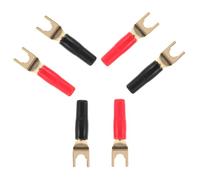 Hoement Lot de 6 Fiches Banane en U Plaquées Or pour Haut-Parleur Connecteurs Y en Cuivre Pur Adaptateurs de Câble Audio Rouge et Noir Compatibles Sonorisation et Moniteurs
