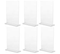 Hoement Lot de 6 Porte-affiches en Acrylique Double Face T, Solution D'affichage Professionnelle, Installation Facile, pour Bureaux et Comptoirs, Design Minimaliste Élégant