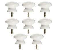 Hoement Lot de 8 Boutons de Porte Ronds en Bois Synthétique Blanc, Poignée Solide et Facile à Installer pour Armoire et Tiroir