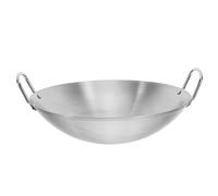 Hoement Marmite Wok en Acier Inoxydable 28 CM à Double Poignée Fond Rond Résistant à la Déformation Cuisson Homogène Wok Ménager Cuisine Domestique et Professionnelle