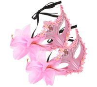 Hoement Masques de Bal Masqué de Fleur de Lys 2pcs, Ajustables Paillettes, en Plastique et Tissu, pour Fêtes Costumées Élégantes