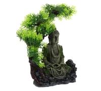 Hoement Ornement en Résine Vert pour Aquarium Statue Bouddha Assis, Décoration de Paysage Vivante pour Aquarium et Fish Tank
