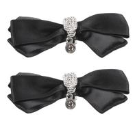 Hoement Paire de Clips Décoratifs pour Chaussures à Nœud en Alliage et Cristaux Noirs, Pince à Chaussures Élégante Multifonction pour Mariage et Accessoires Mode