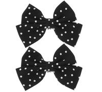 Hoement Paire de Clips pour Chaussures à Nœud en Tissu Noir à Pois, Pinces Élégantes pour Talons, Accessoires Délicats pour Femmes Lors de Fêtes et Mariages