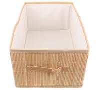Hoement Panier de Rangement en Bambou Tressé Grosse Capacité, Pliable et Multi-usage, pour Bureau et Chambre, Design Simple et Moderne Poignée Pratique