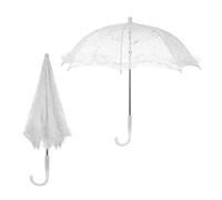Hoement Parasol Dentelle Blanc pour Mariage 2 Pièces, Accessoire Photo Portable en Acier et Plastique, Élégant et Romantique pour Décoration et Séance Photo