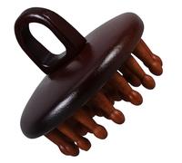 Hoement Peigne de Massage du Cuir Chevelu Forme Disque en Bois Marron Brosse de Massage Capillaire Douce et Multifonctionnelle pour Détente et Soin des Cheveux
