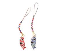 Hoement Pendentifs Porte-clés Drapeaux Carpe Rouge en Alliage et Corde, 2pcs, Décor Créatif et Facile à Accrocher, pour Vacances et Accessoires Téléphone