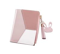 Hoement Petit Portefeuille Femme Fermeture Éclair Délicate Rose en Cuir PU Structure Solide et Compartiment pour Cartes Idée Cadeau d'anniversaire