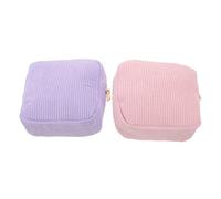 Hoement Petites Pochettes de Rangement Hygiénique avec Compartiments Internes Lot de 2 en Velours Côtelé, Portable et Fonctionnel pour Serviettes Hygiéniques, pour L'école Bureau