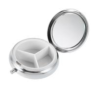 Hoement Pilulier Portable Mini en Acier Inoxydable Rond avec Décorations Brillantes Compartiments Séparés Organisateur de Remède pour Paquet à Main Étui à Pharmacien Pratique et