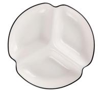 Hoement Plat de Service en Céramique 7 Pouces, Assiette Compartimentée 3 Sections, Assiette à Portions pour Contrôle Alimentaire, Vaisselle Noire à Lignes, Adaptée Cuisine et Repas